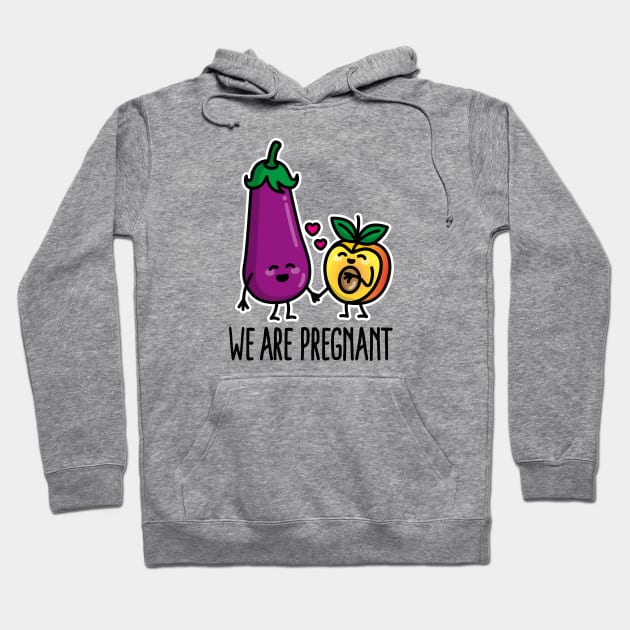 We are pregnant aubergine peach funny pregnancy (dark design) Hoodie by LaundryFactory